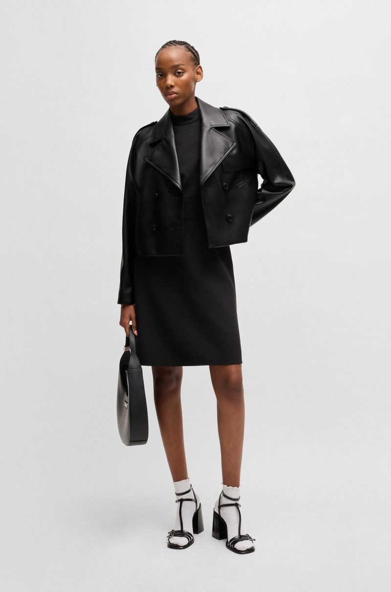 HUGO RELAXED-FIT DOUBLE-BREASTED JACKET IN FAUX LEATHER outlook