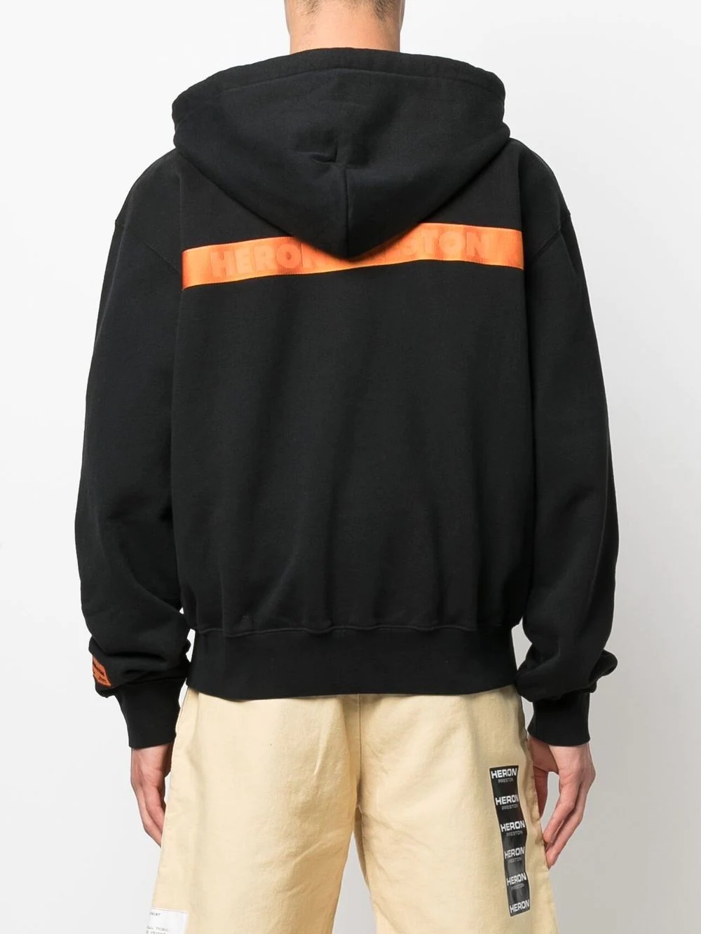 tape-logo drawstring hoodie - 4