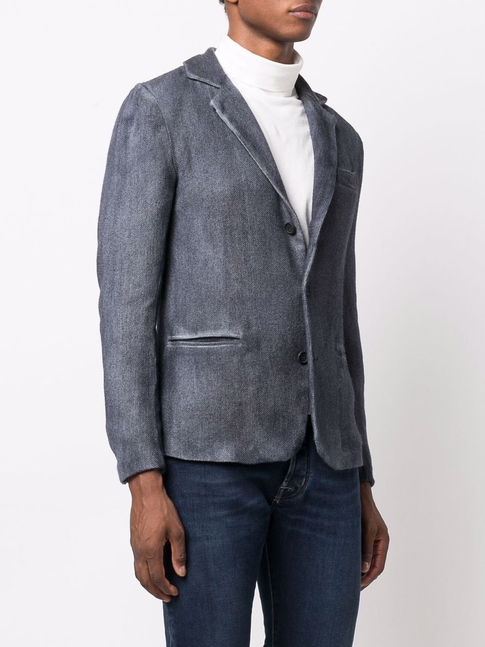 washed-effect single-breasted blazer - 3