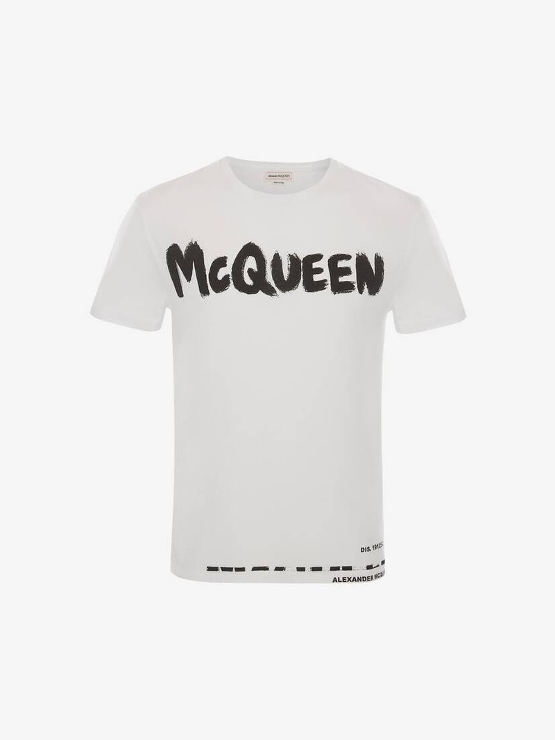 Alexander McQueen Men's McQueen Graffiti T-shirt in White outlook