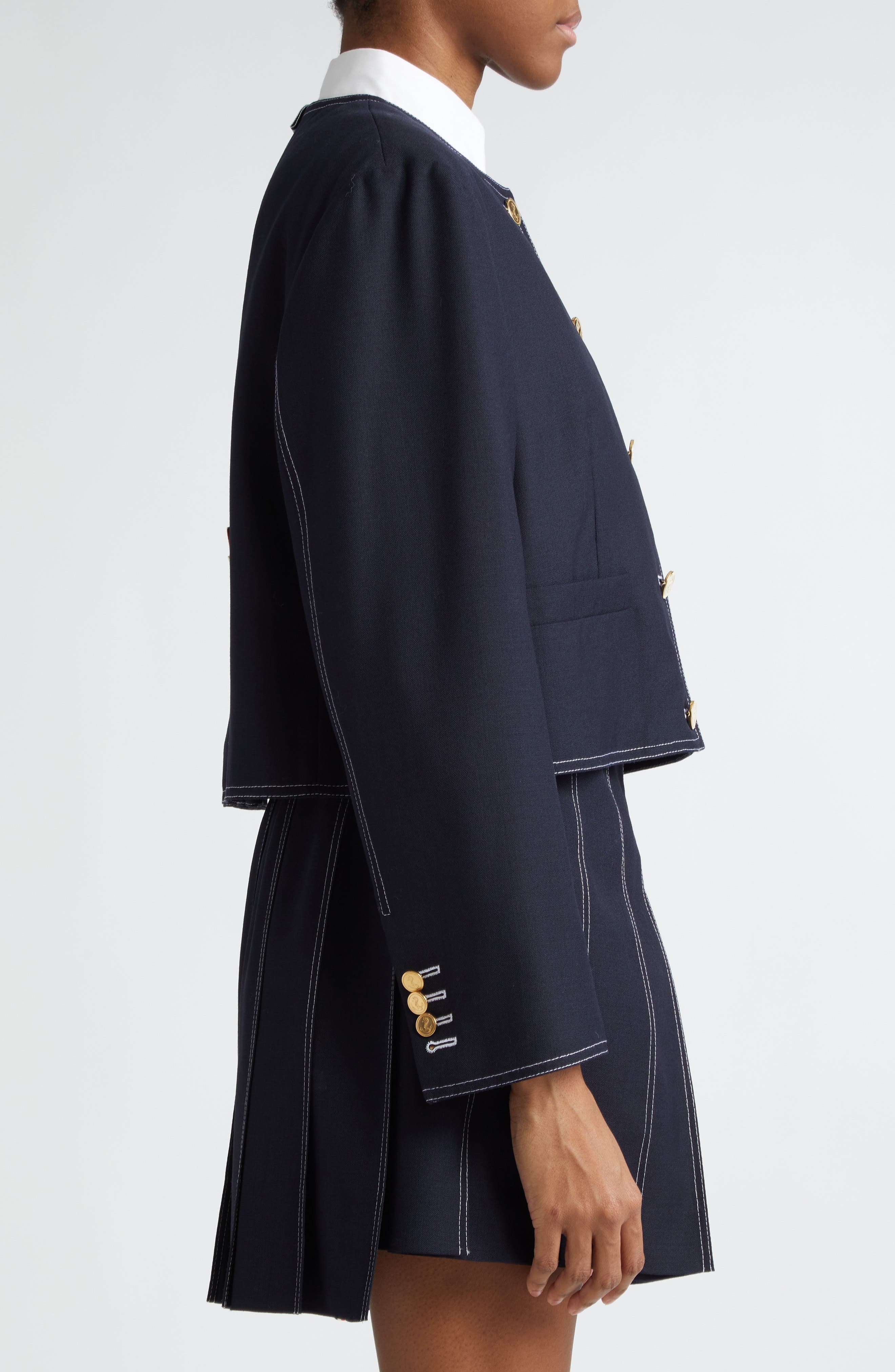 Boxy Crop Wool Jacket - 4