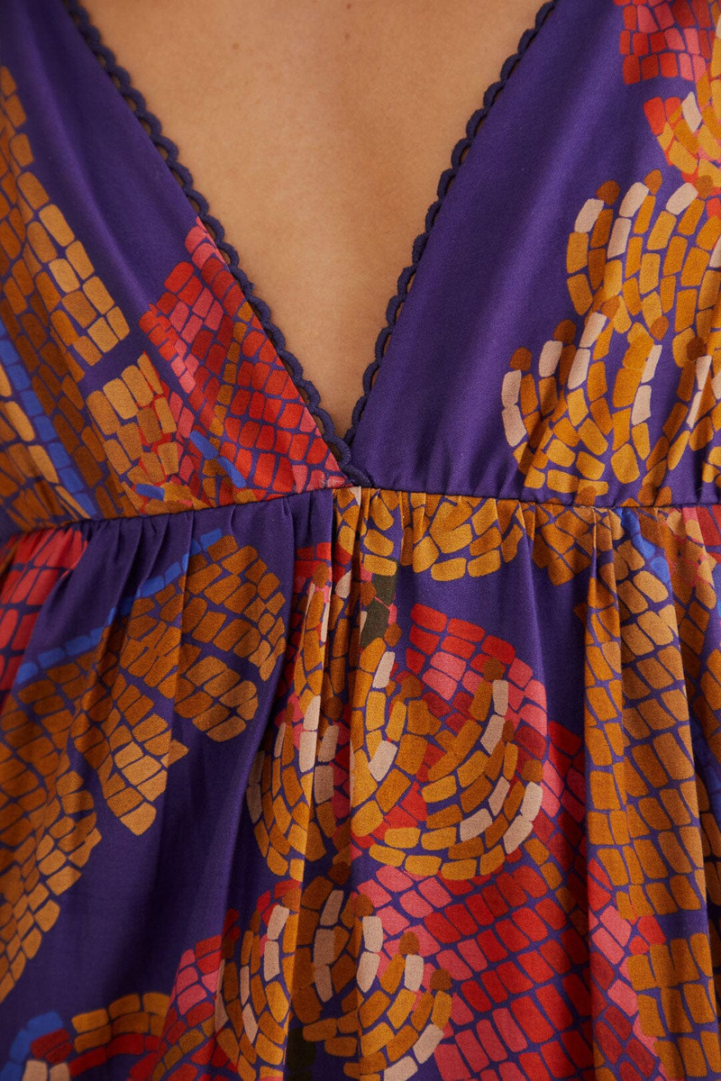 Blue Forest Mosaic Sleeveless Maxi Dress 5