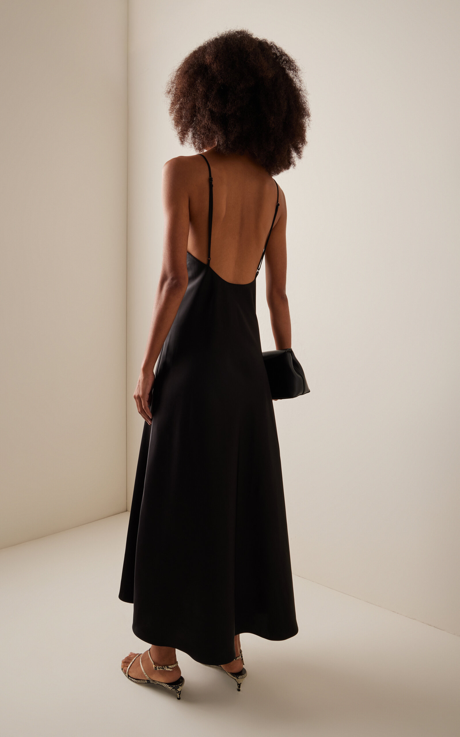 Barb Open Back Satin Maxi Slip Dress black - 4