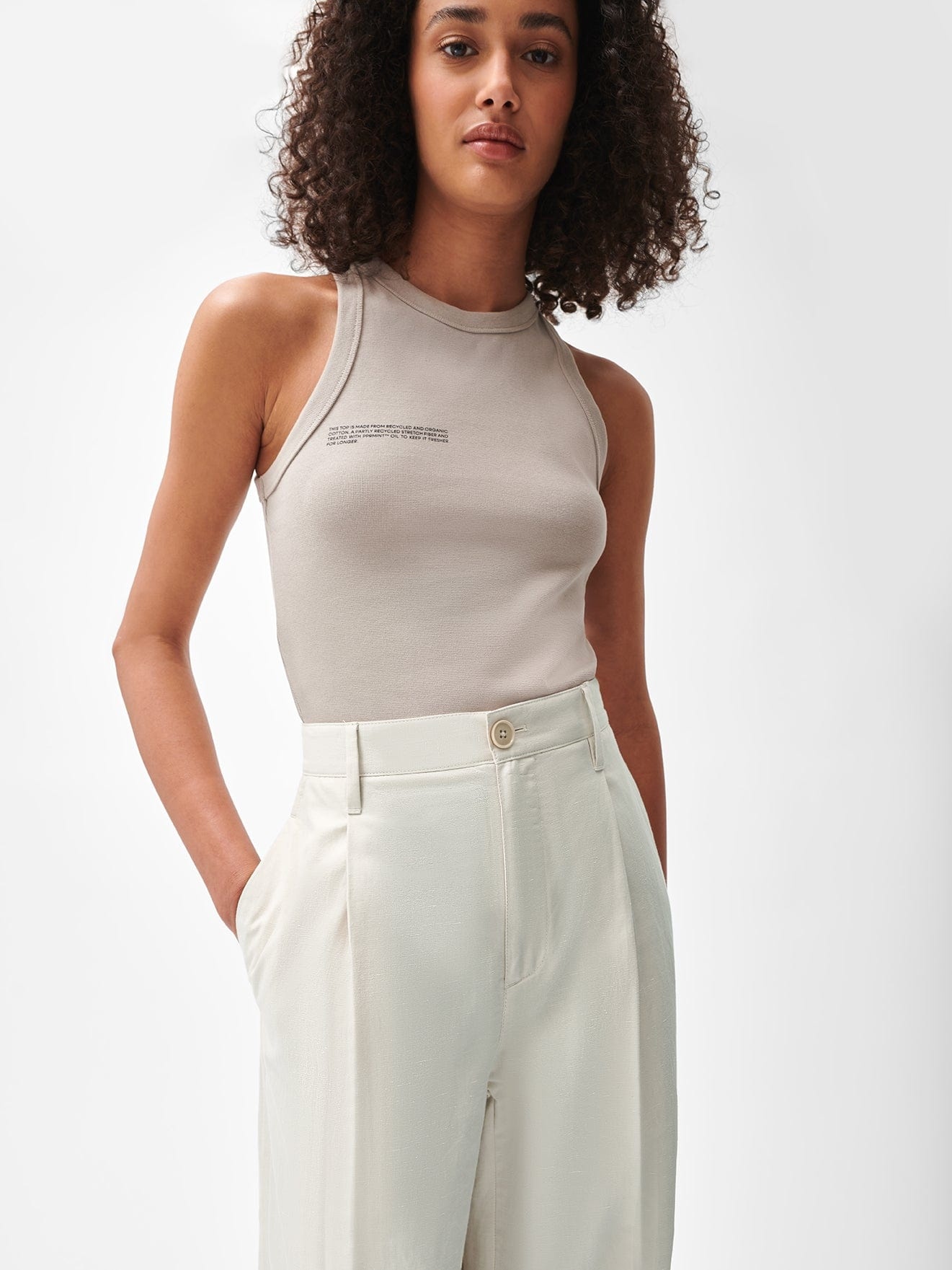 Women's Organic Cotton Linen Pants - Limestone - 5