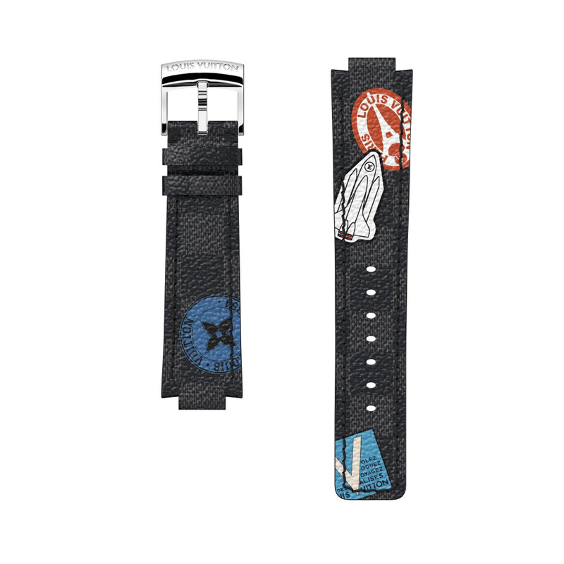 TAMBOUR DAMIER GRAPHITE WORLD TOUR CANVAS STRAP 1