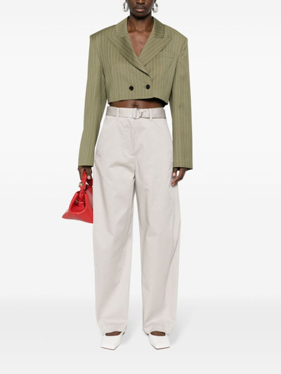MSGM belted tapered cotton trousers outlook