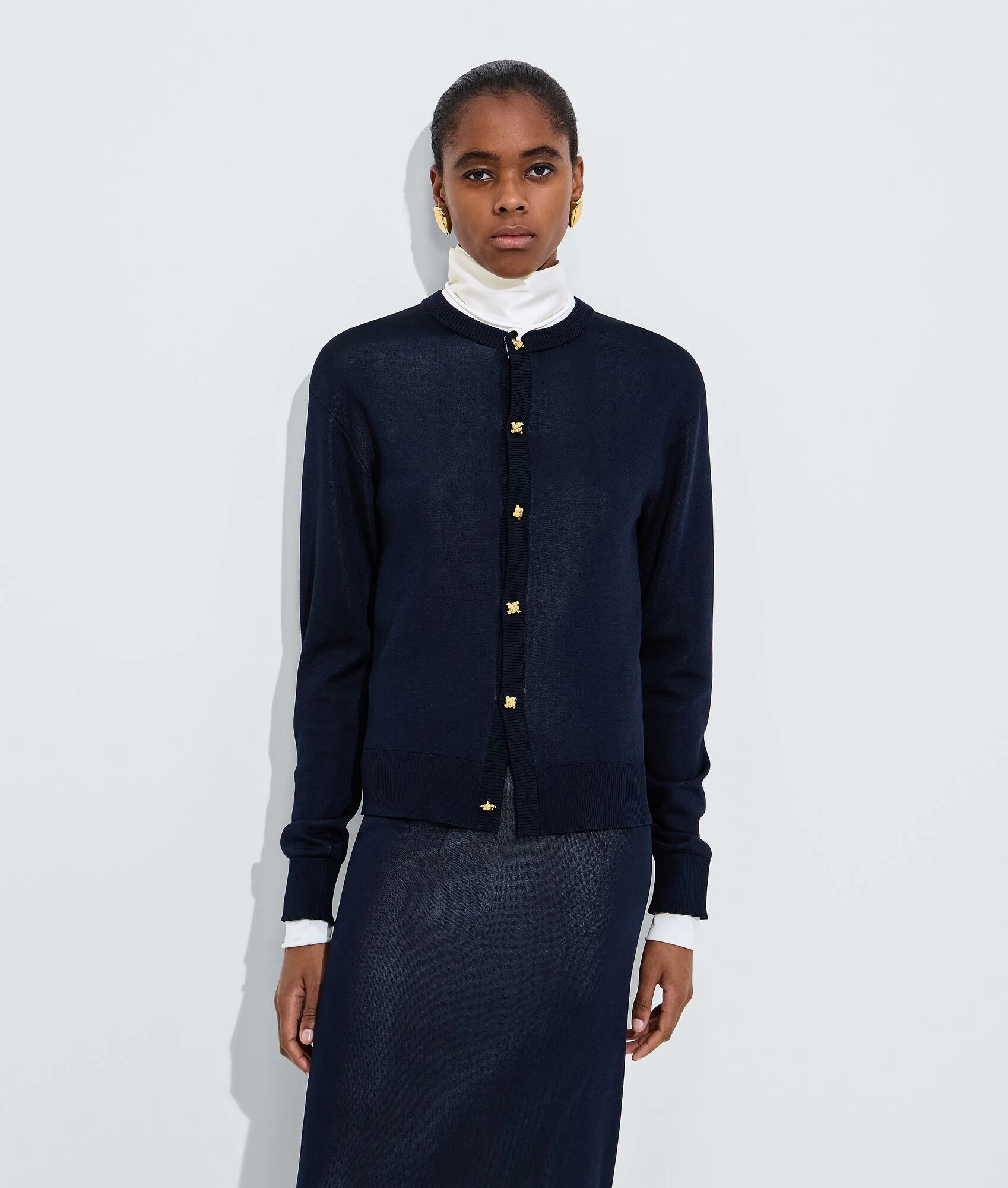 Silk Double Knit Cardigan - 1