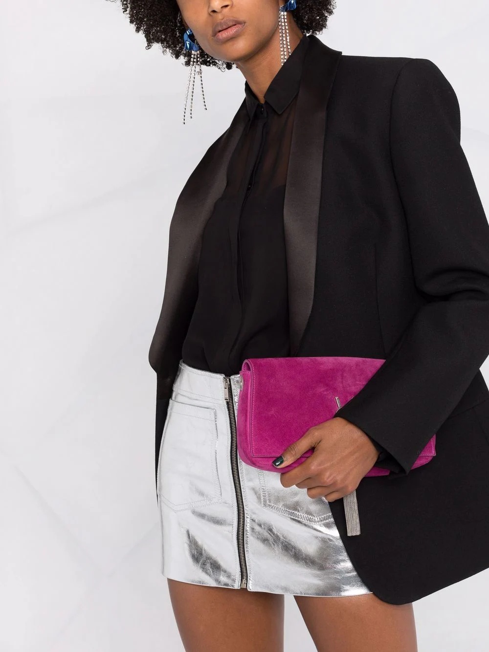 metallic-effect zip-fastening skirt - 3