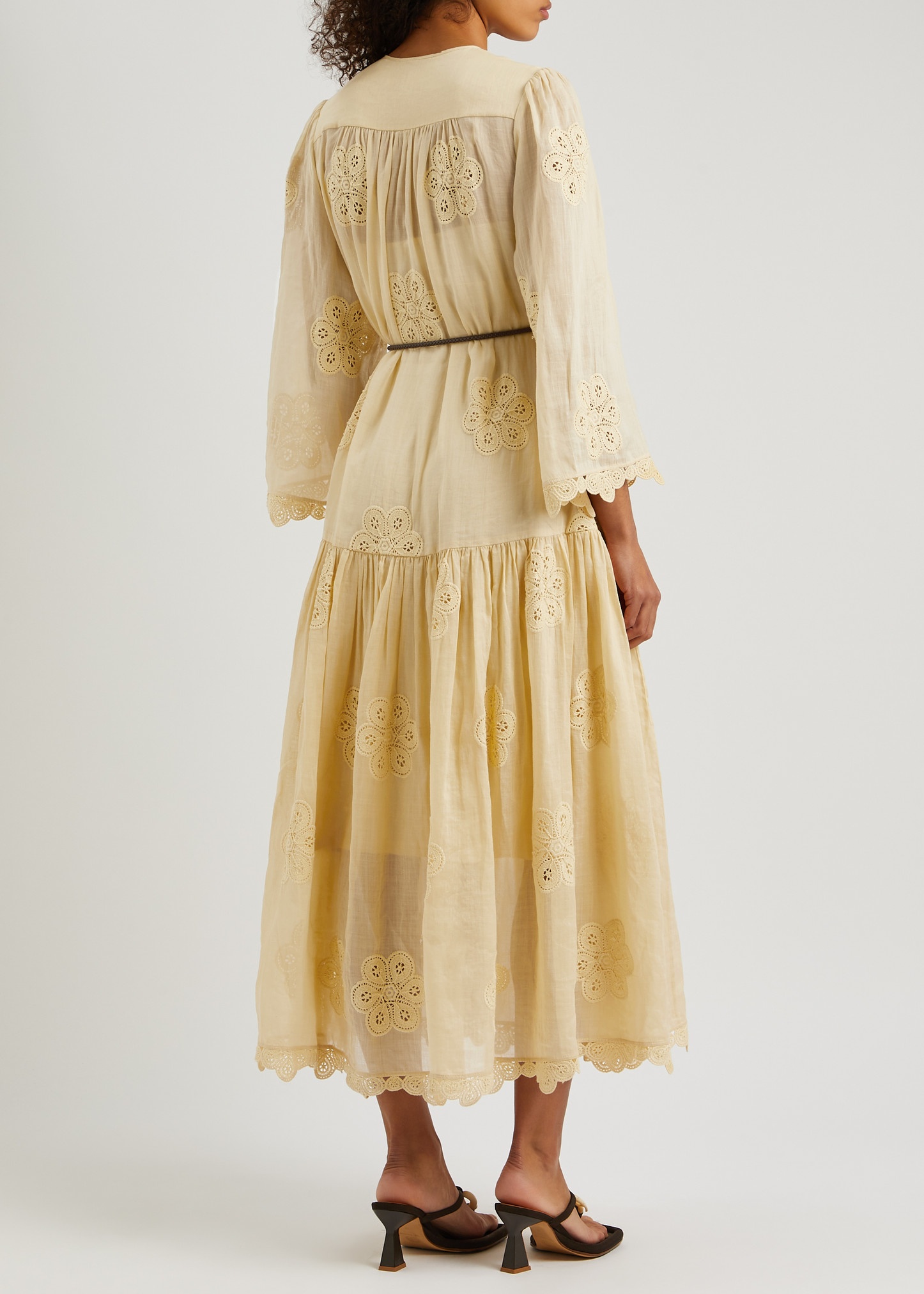 Acadian embroidered ramie midi dress - 3