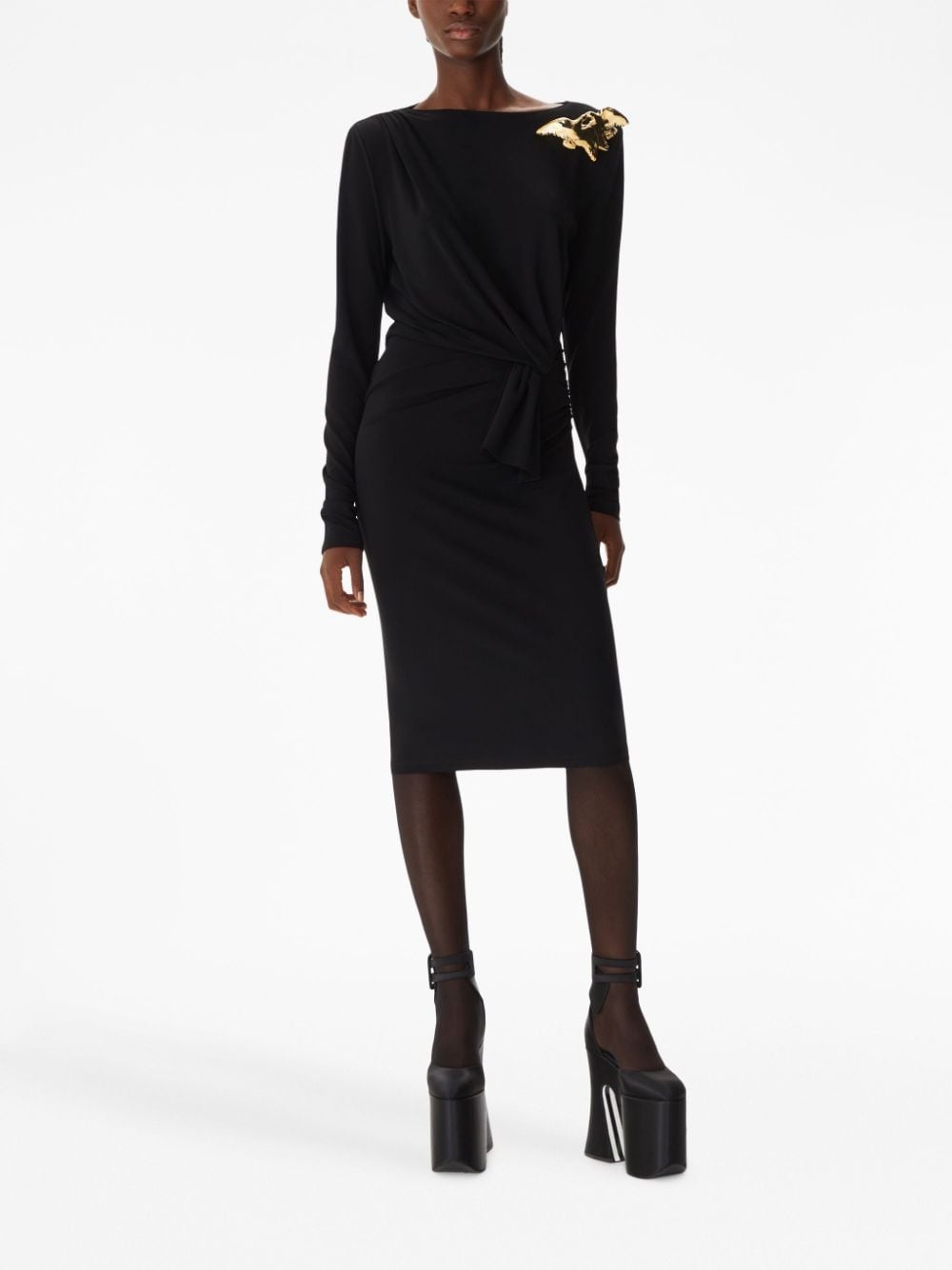 bow-detailing long-sleeve dress - 2