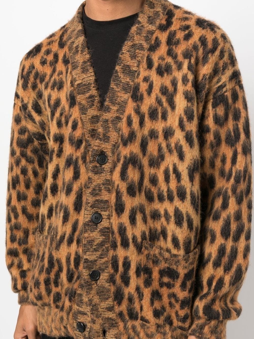 leopard-print knitted cardigan - 5