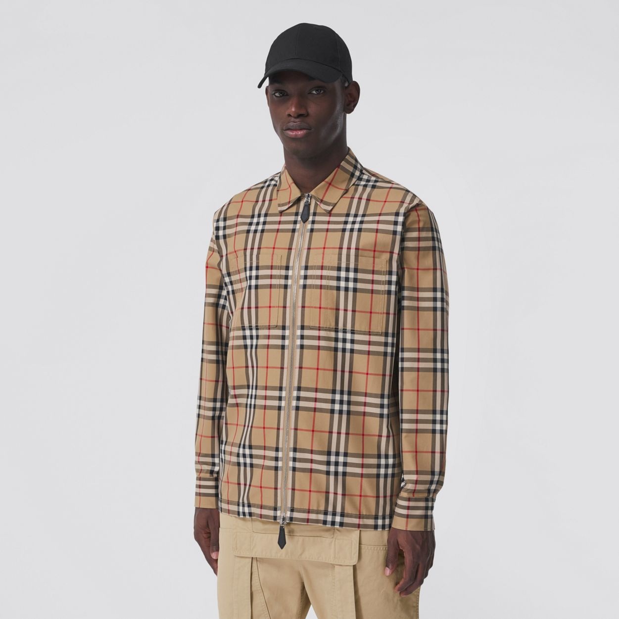 Monster Graphic Check Cotton Zip-front Shirt - 7