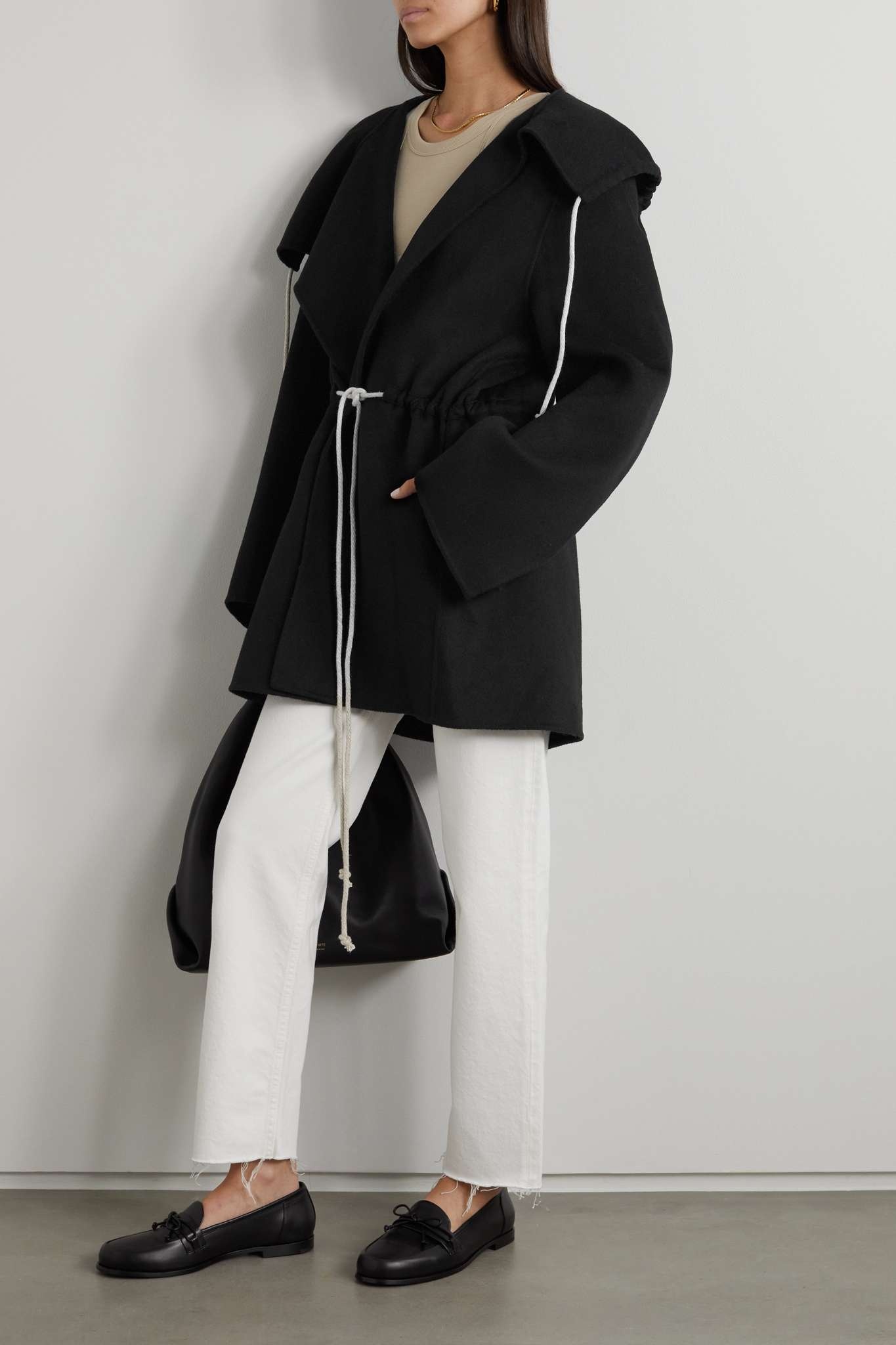 Hooded draped wool jacket - 2