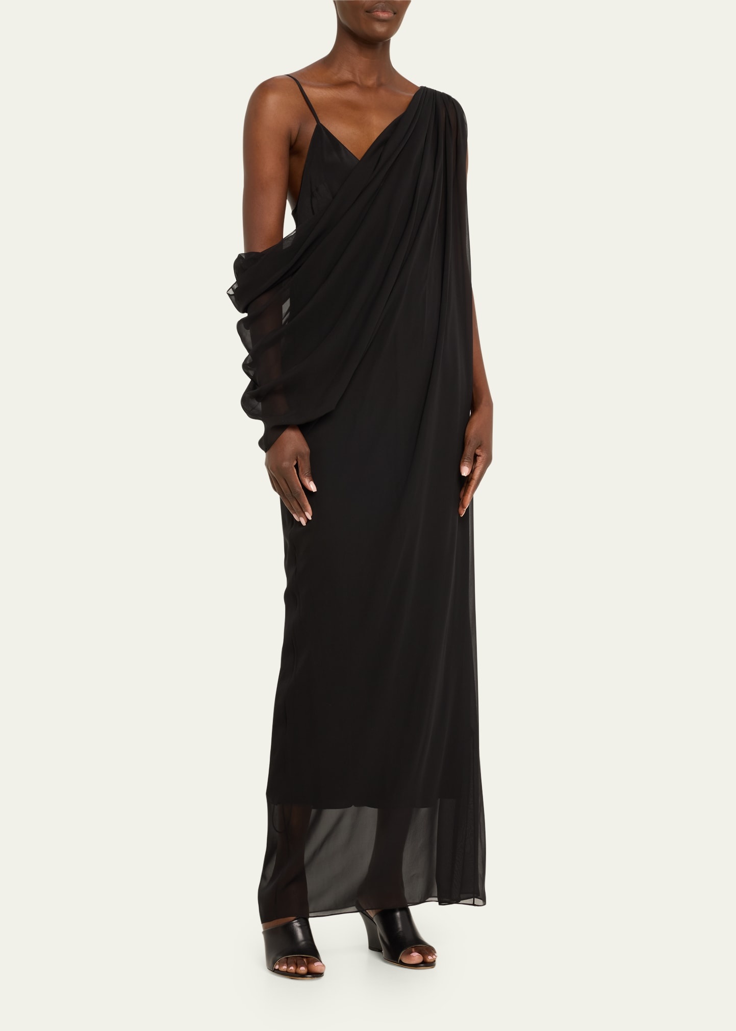 Taj Long Draped Silk Dress - 4