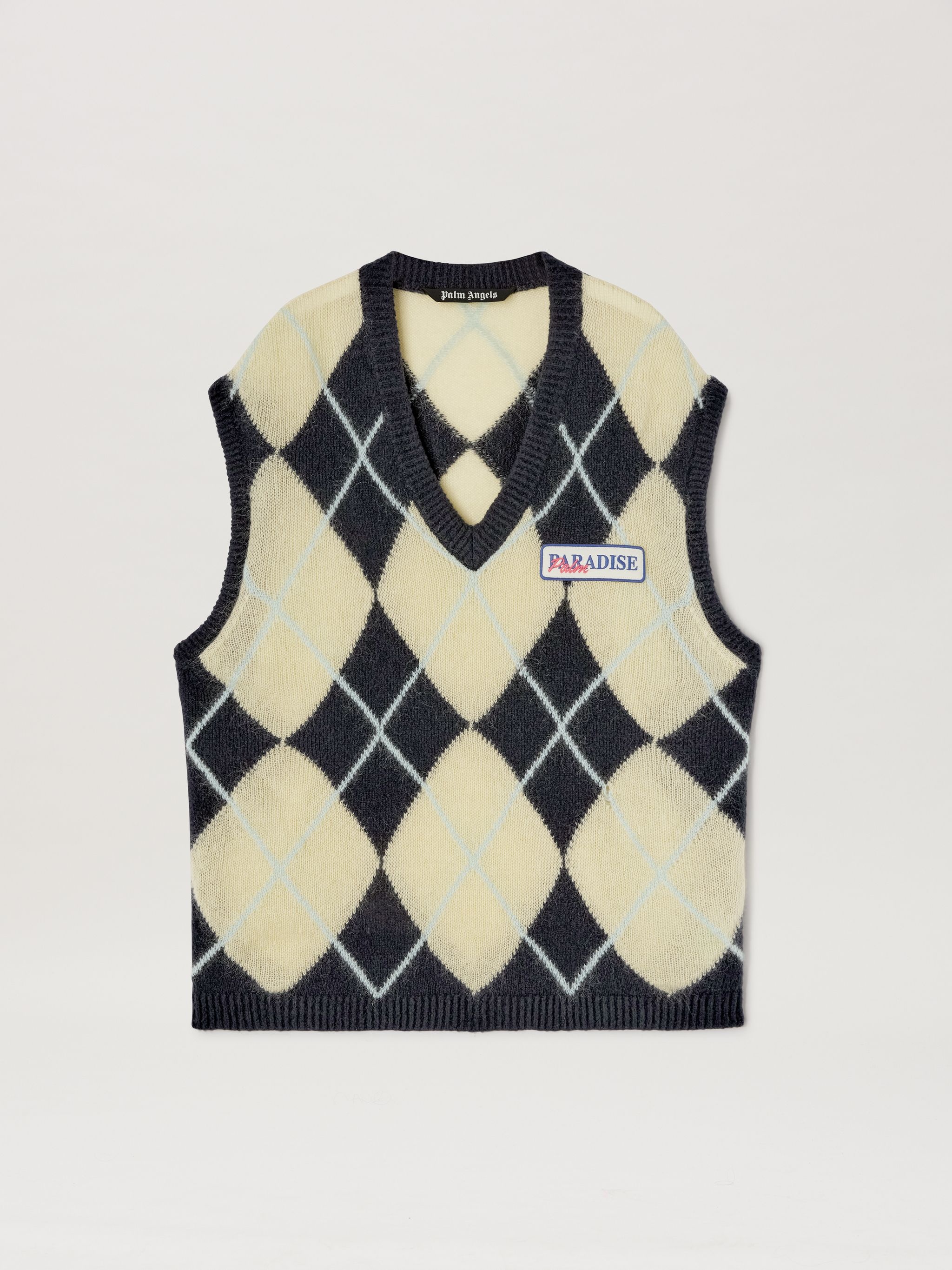 Brushed Argyle Knitted Vest - 1