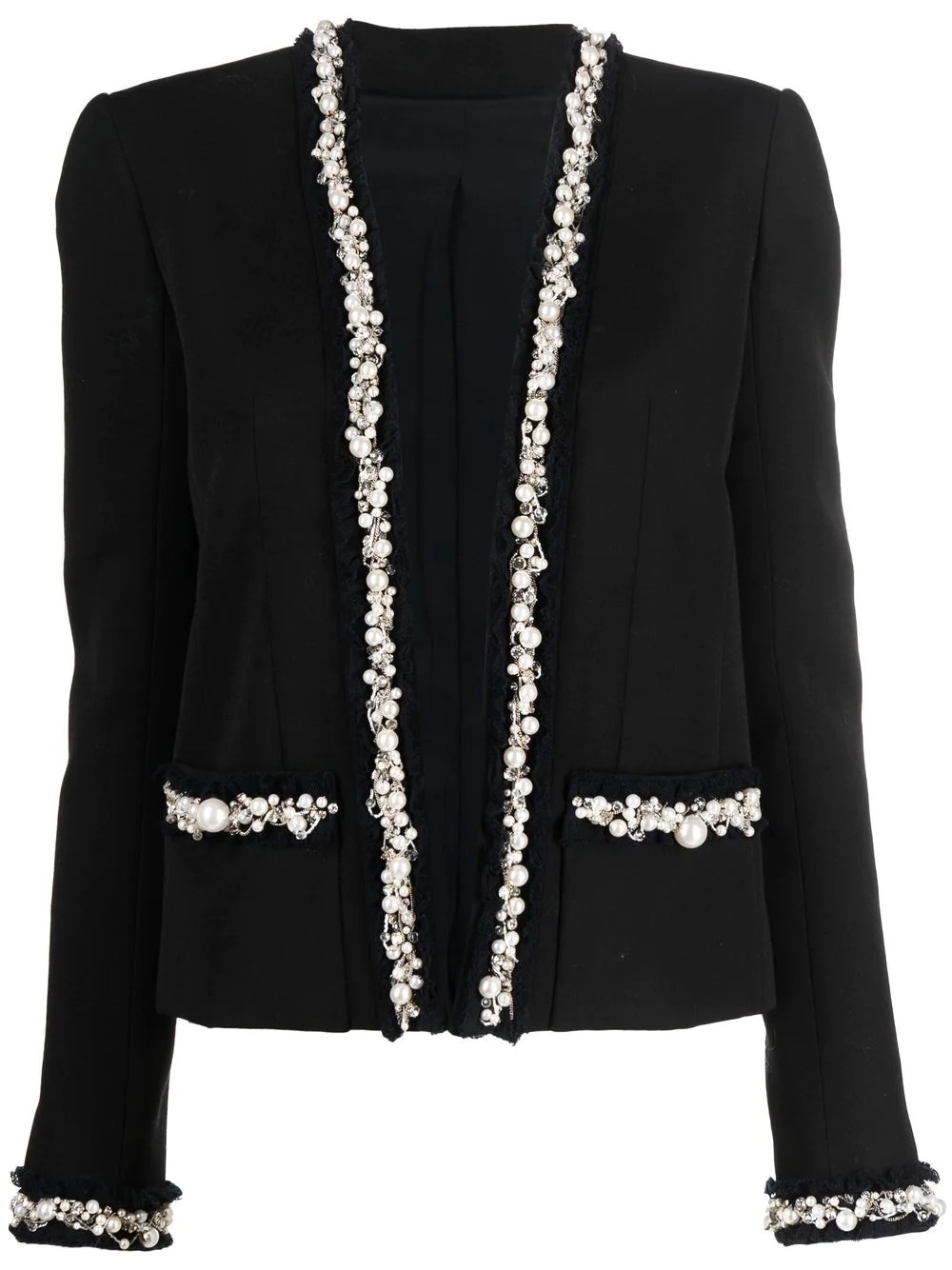 pearl-trim oversized jacket - 1