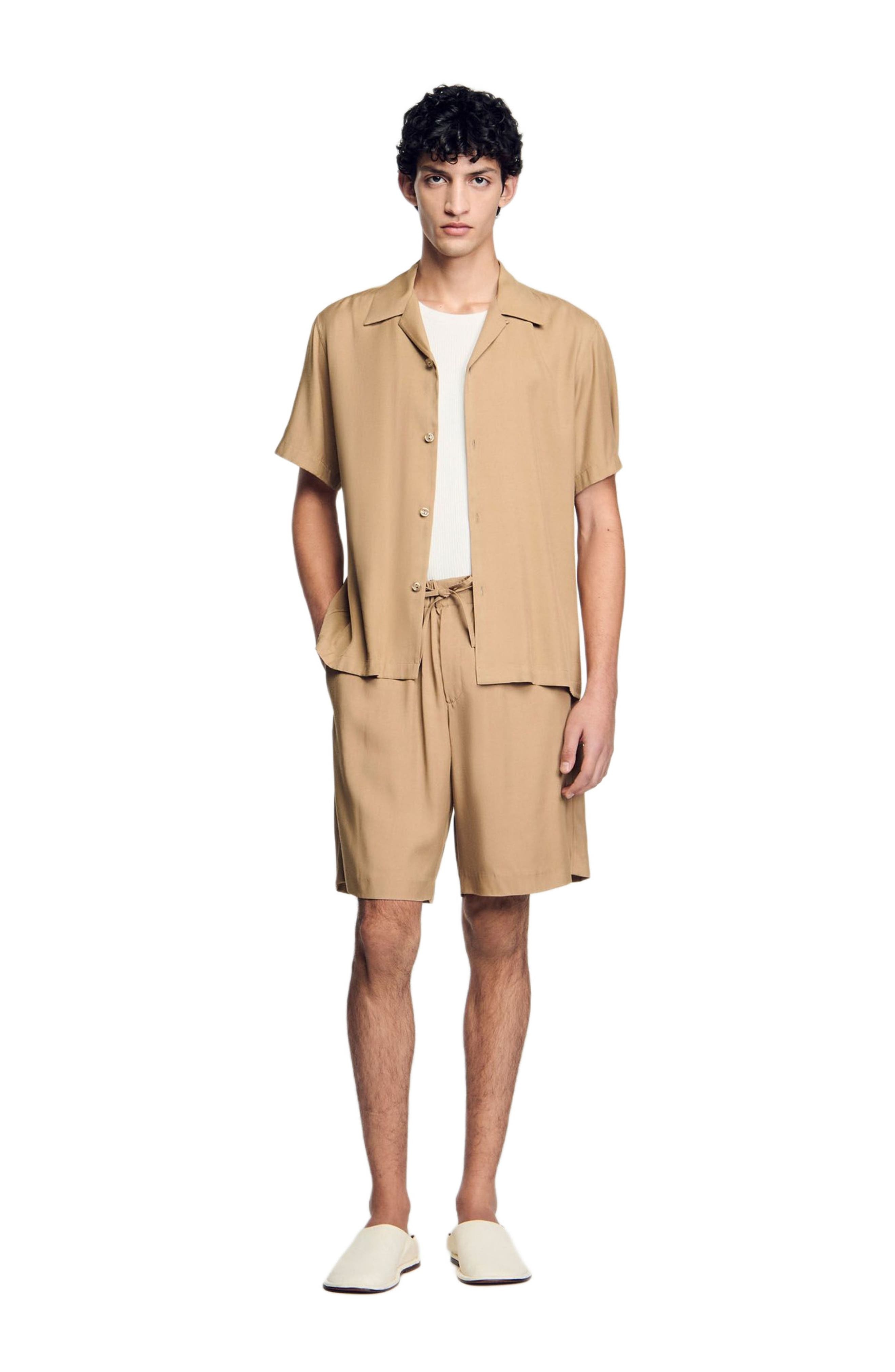 SANDRO Shark collar shirt in Nut at Nordstrom - 7