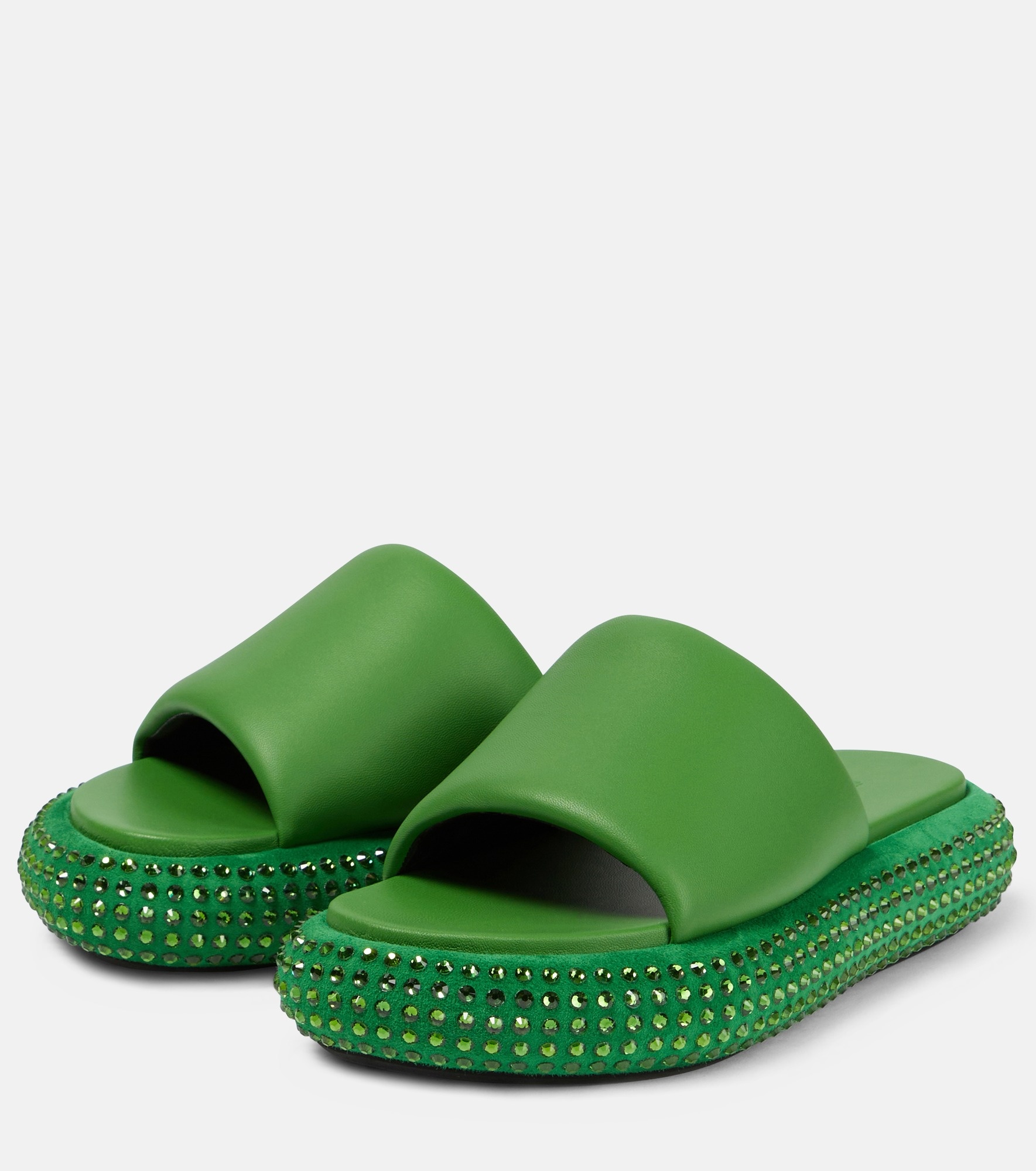 Embellished leather slides - 5