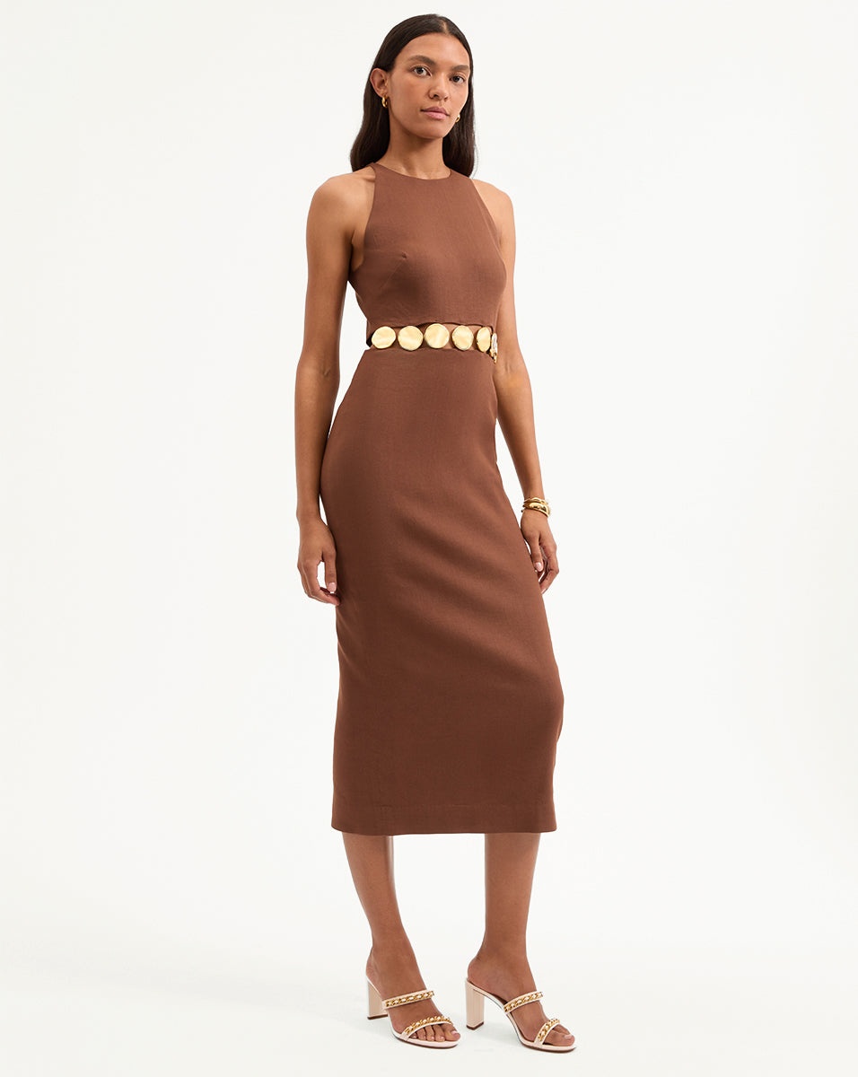 ISLA GOLD-MEDALLION MIDI DRESS - 4