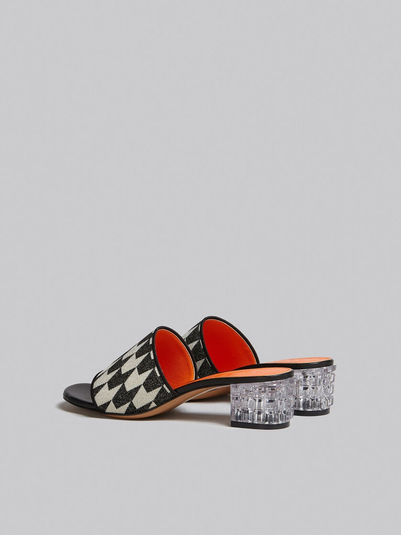 Marni LUREX WHITE AND BLACK SABOT WITH HOUNDSTOOTH MOTIF outlook