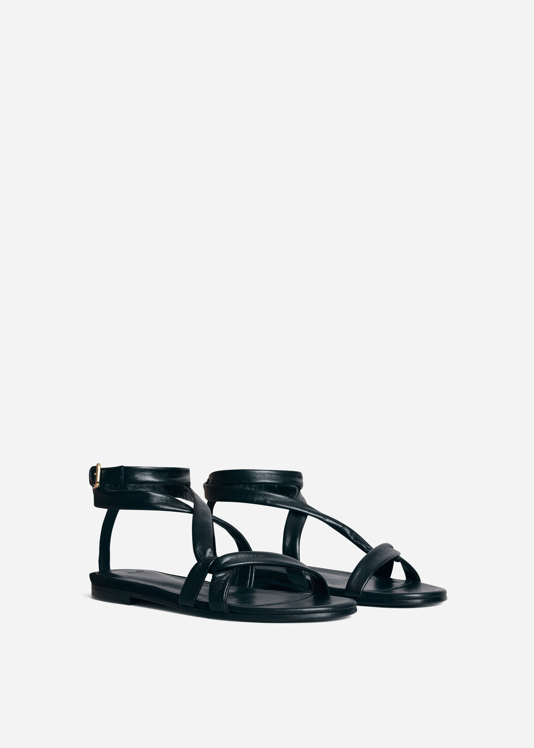 Asymmetric Leather Sandal in Black - 2