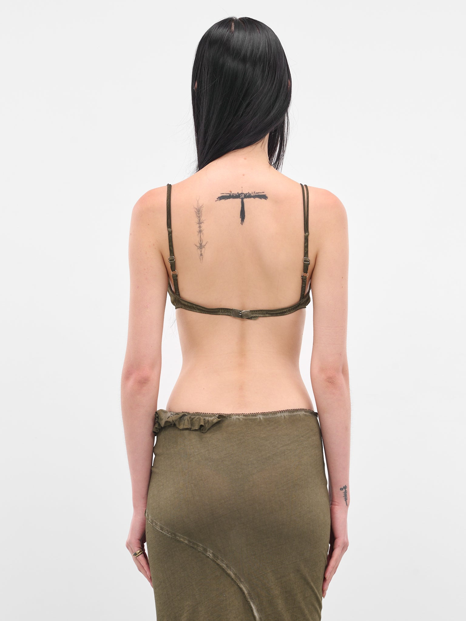 Olive Silk Jersey Bralette - 3