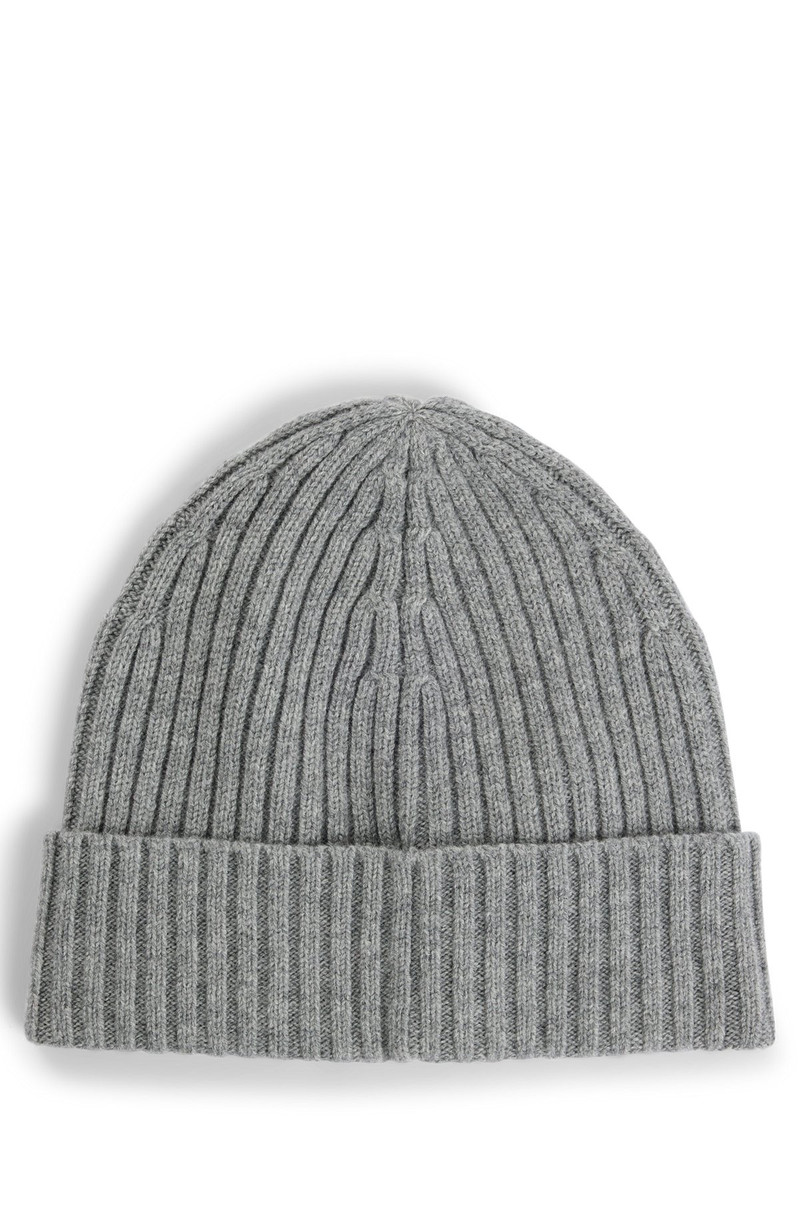 HUGO WOOL BEANIE HAT WITH LOGO DETAIL outlook