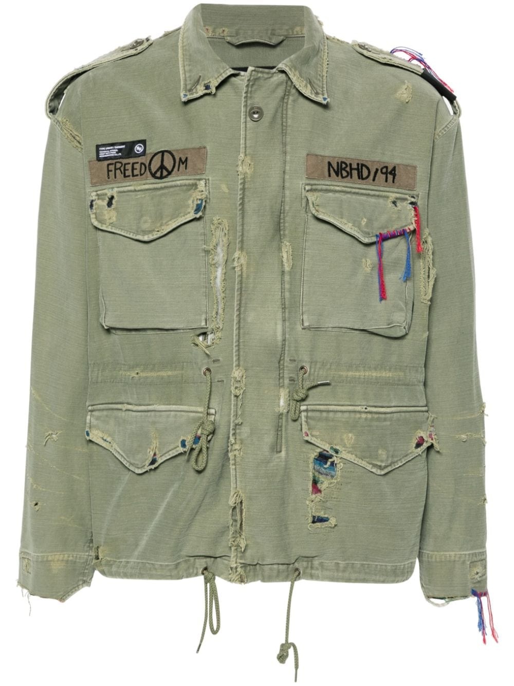 distressed military jacket - 1