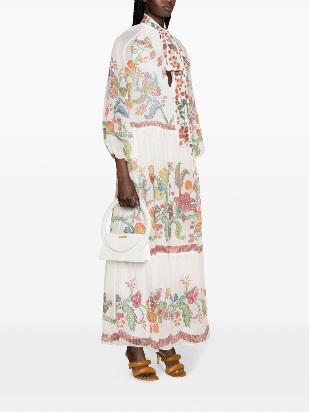 floral-print silk maxi dress - 3