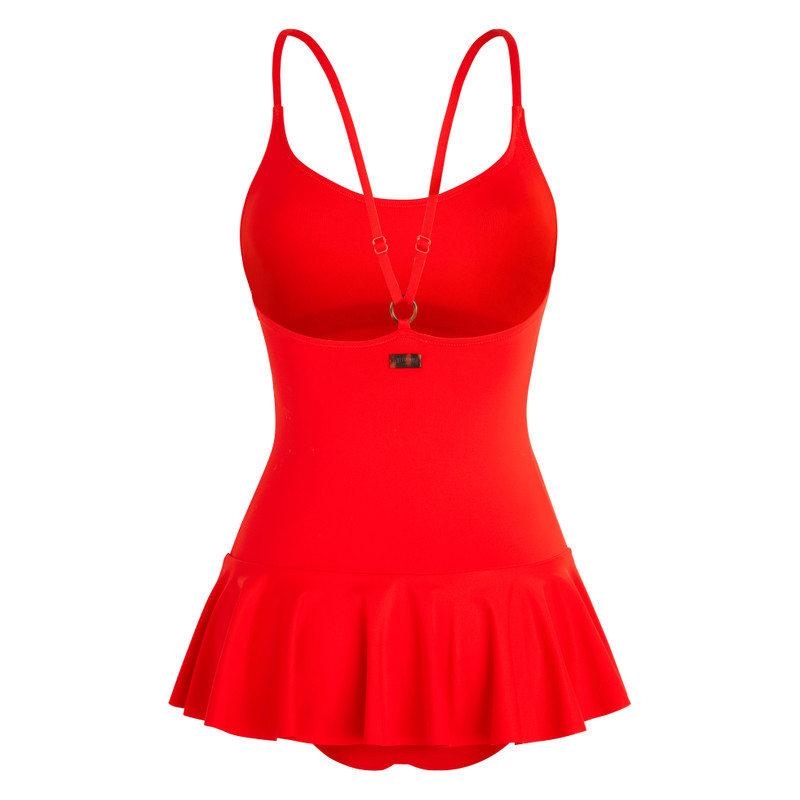 Women Skirt One-piece Swimsuit Solid 2