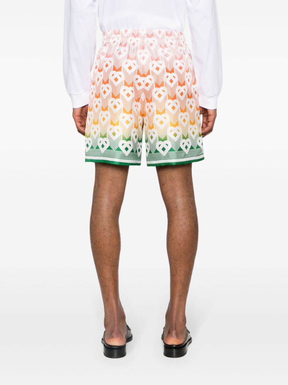 Heart-monogram silk shorts - 4
