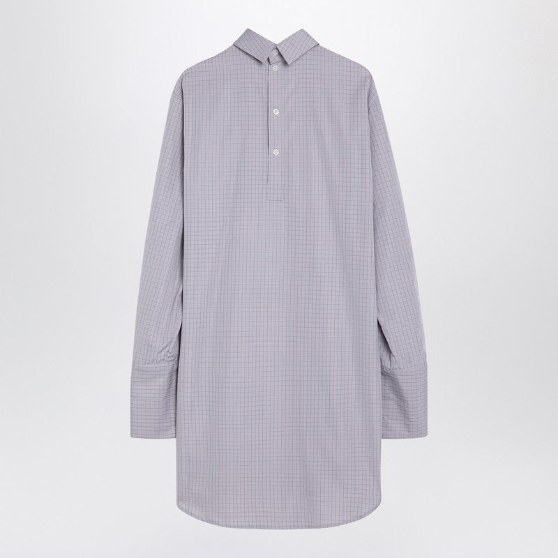Dries Van Noten Light Blue Checked Popeline Turtleneck Shirt Women - 2