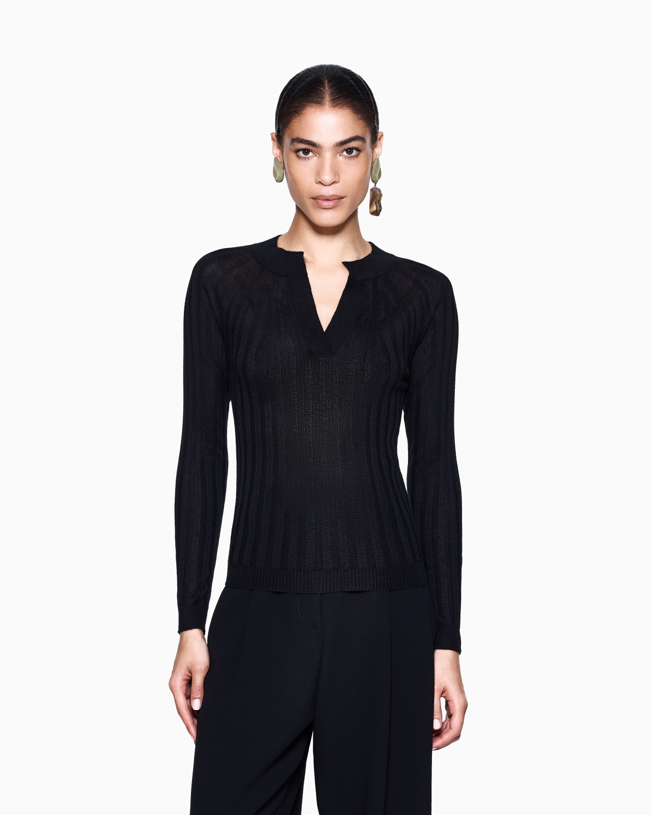 CREW-NECK RIB-KNIT JUMPER IN CASHMERE AND SILK - 4