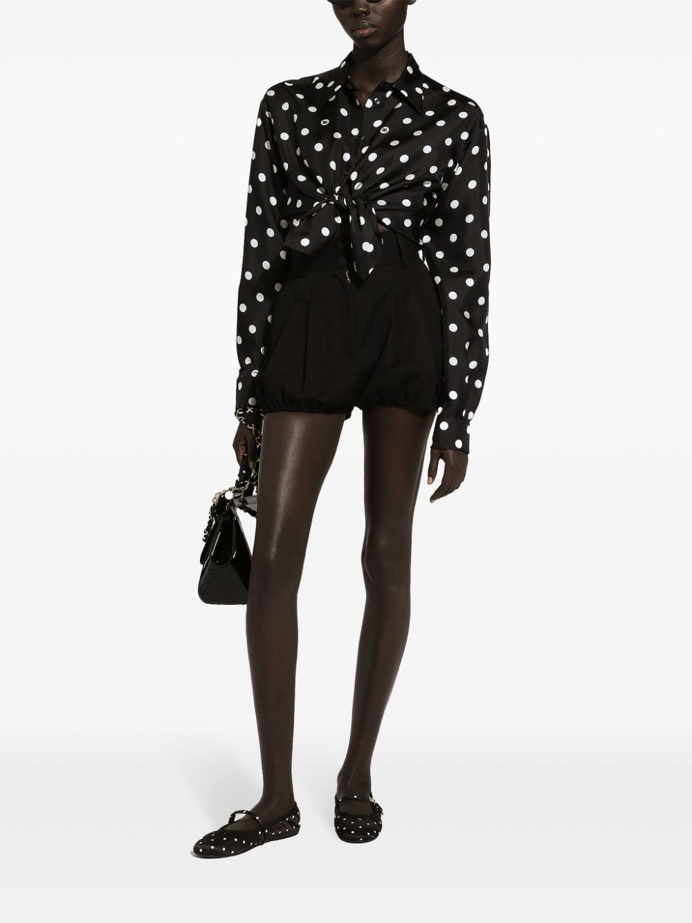 pleated gabardine shorts - 3