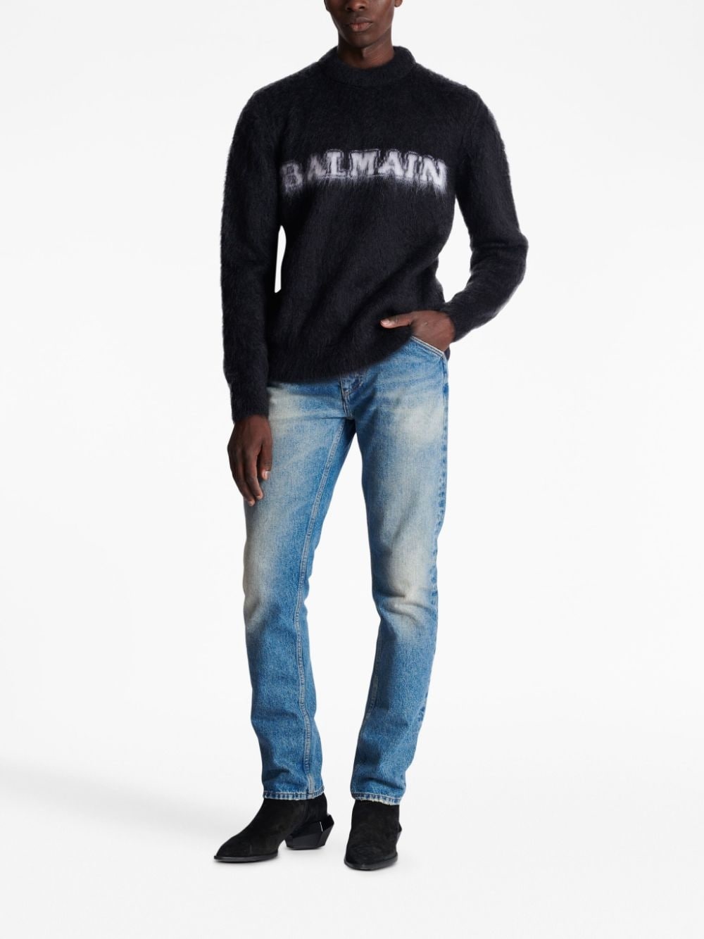 logo-print brushed-finish jumper - 2