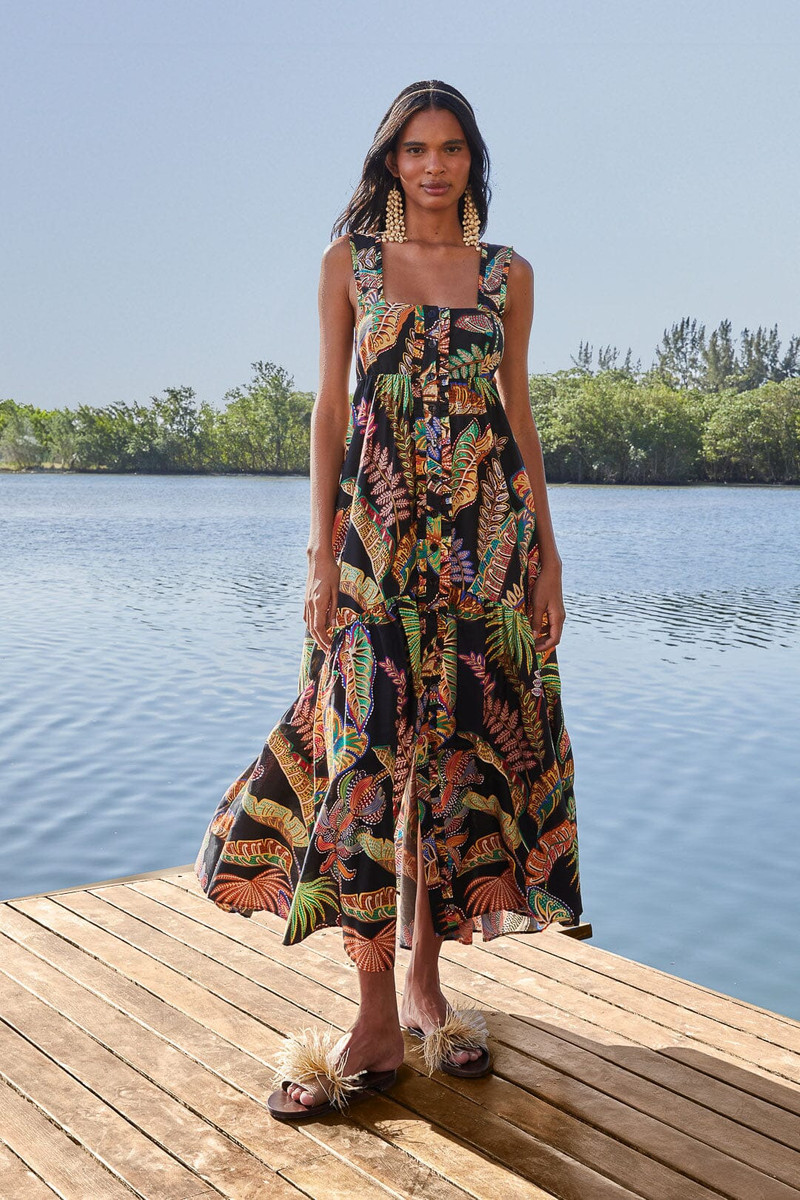 Cool Foliage Black Sleeveless Maxi Dress 1