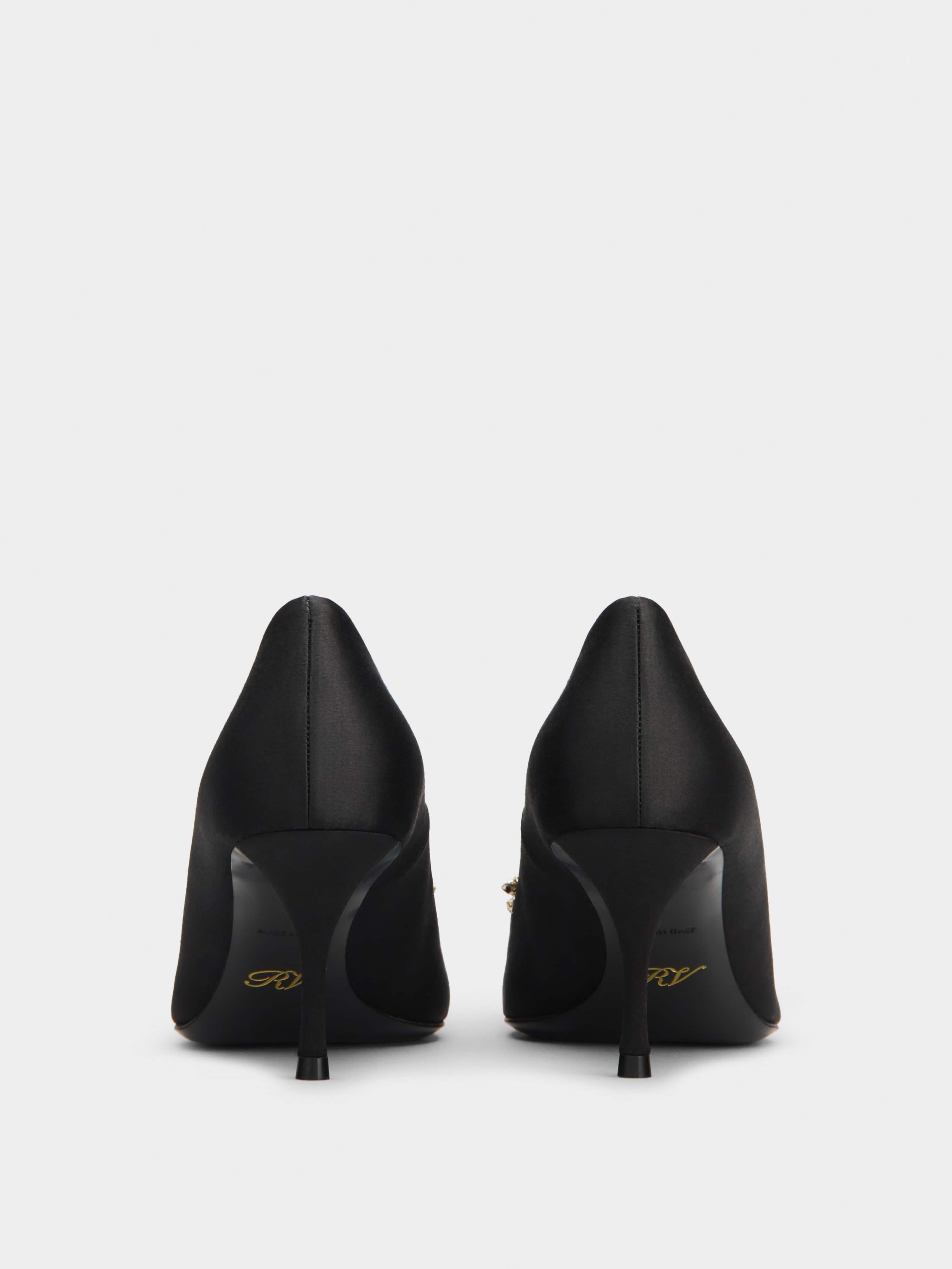 Flower Strass Buckle Pumps in Satin - 5