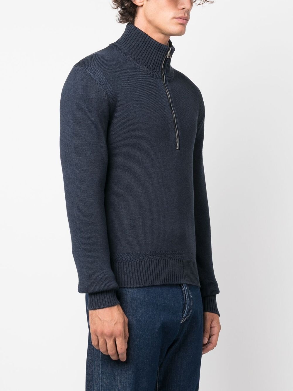 half-zip wool-silk jumper - 3