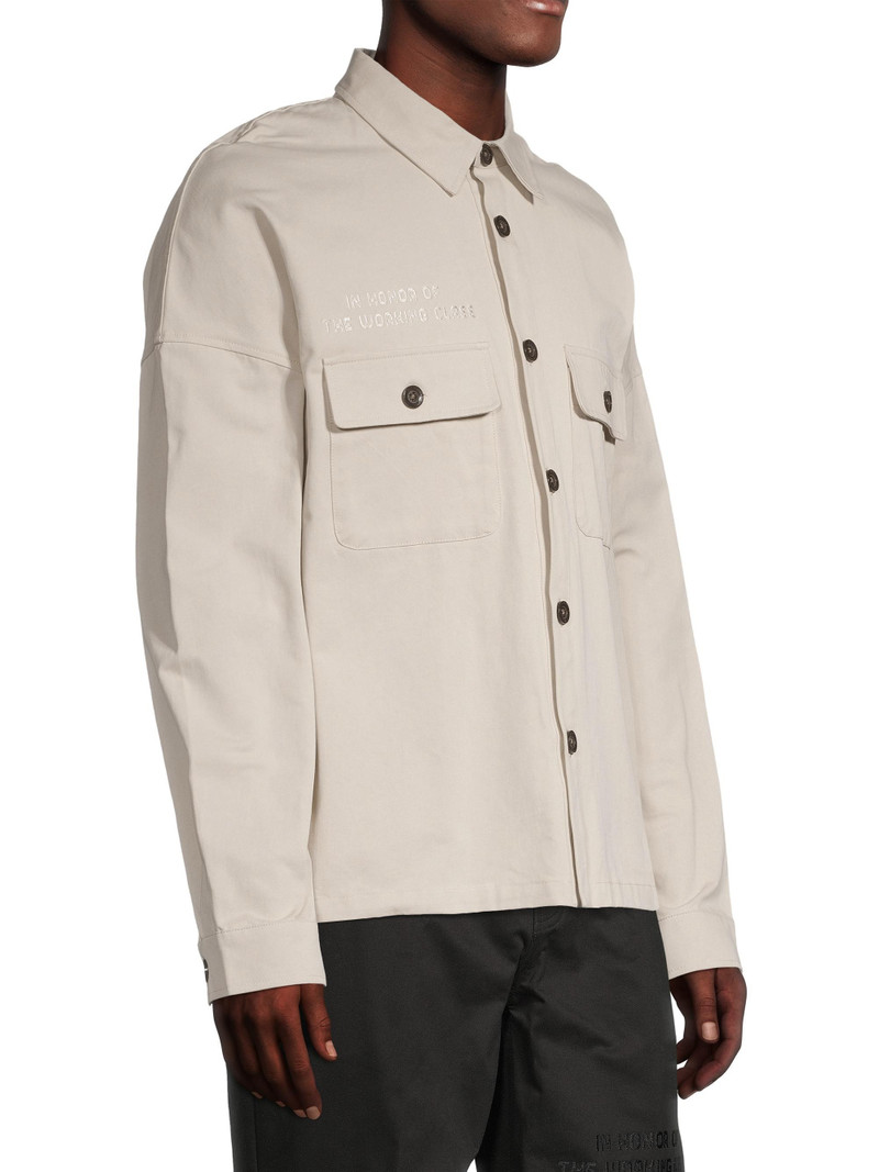 Men's Imprint Embroidered Shirt Jacket - Bone 4