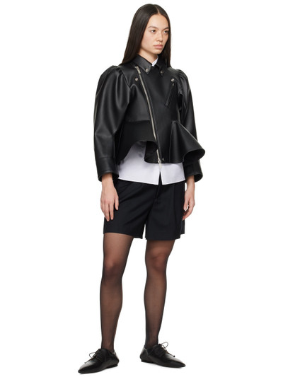 Noir Kei Ninomiya Black Zip Faux-Leather Jacket outlook