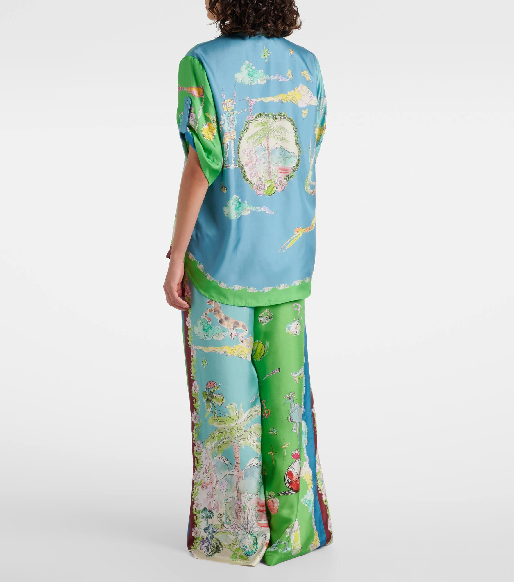 Daria printed silk satin shirt - 3