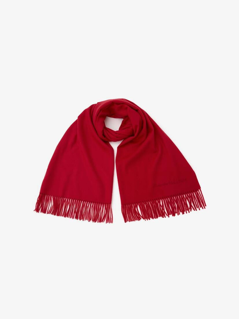 Alexander McQueen Embroidered Stole in Red outlook