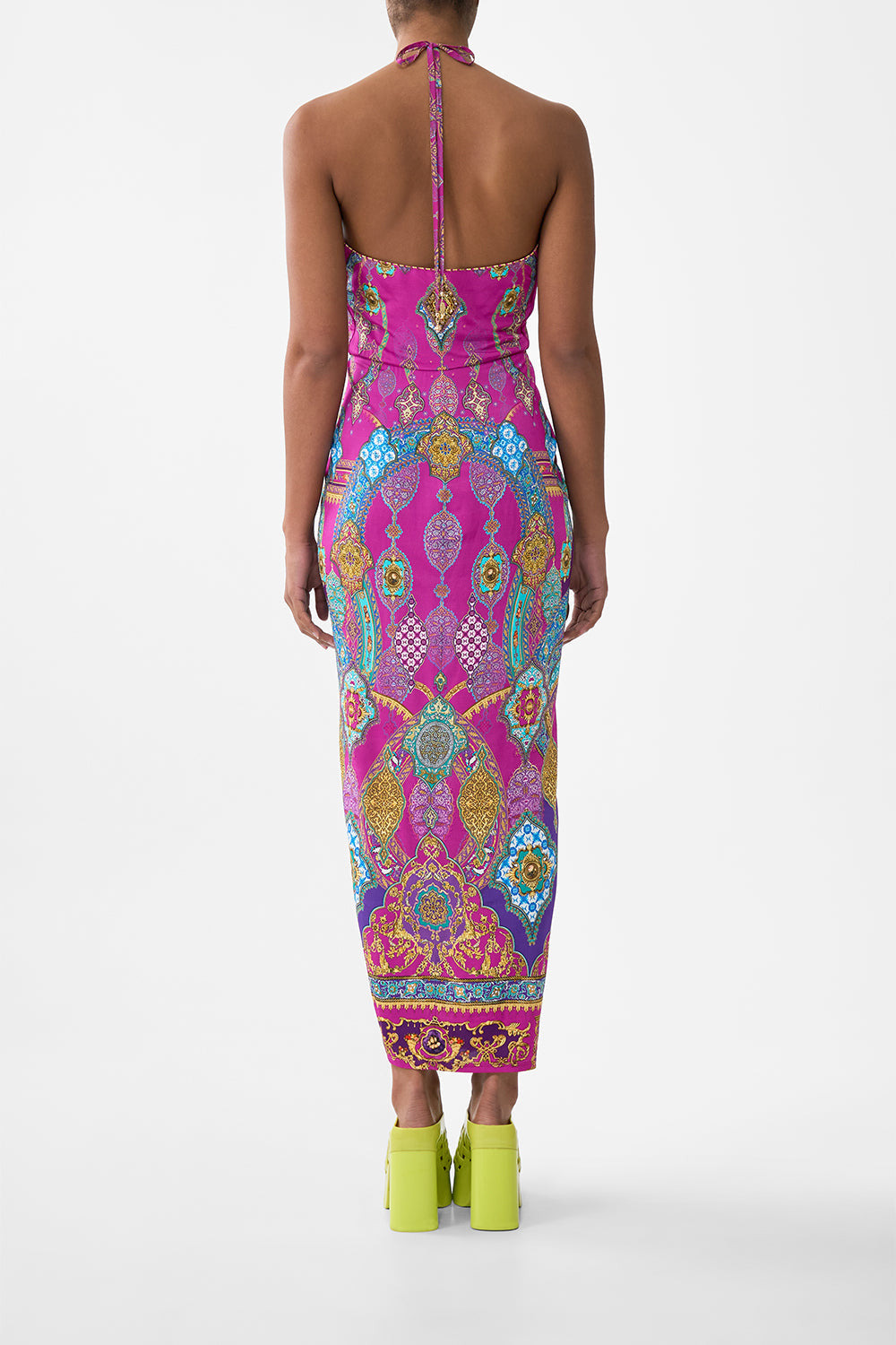 V NECK GATHERED JERSEY DRESS - 3