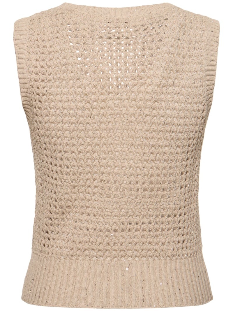 Open knit cotton blend vest - 3