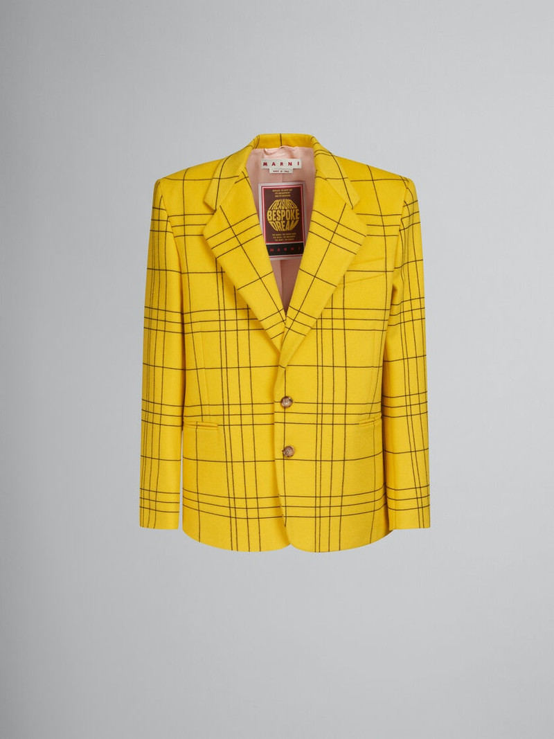 YELLOW CHECKED WOOL FELT BLAZER 1