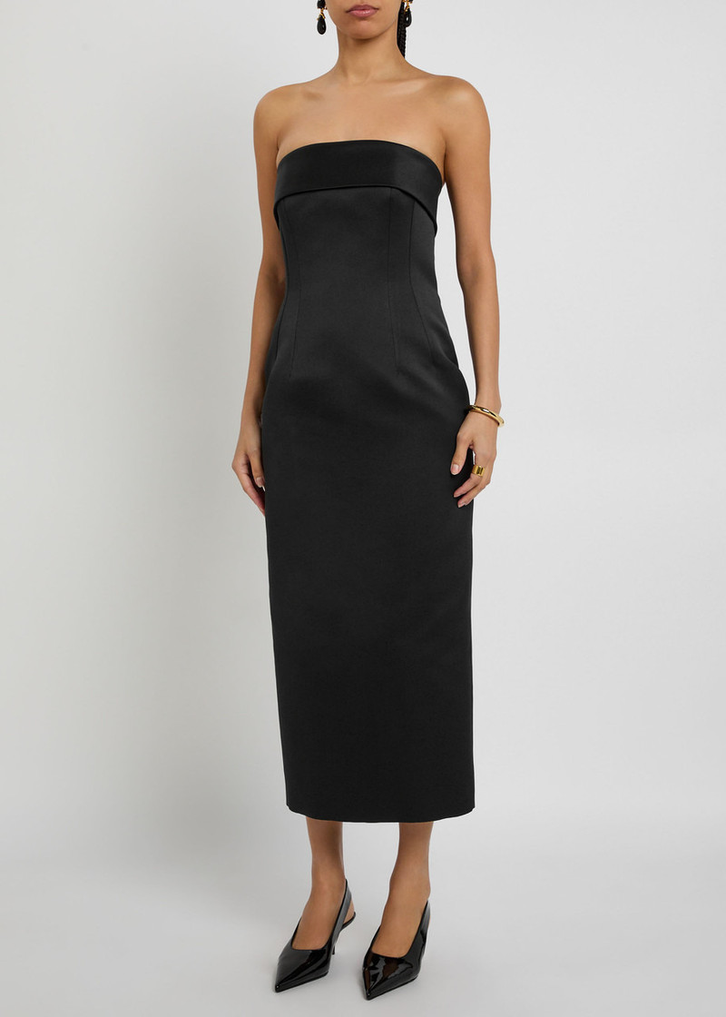 EMILIA WICKSTEAD Emilia Wickstead Keeley Strapless Satin Midi Dress outlook