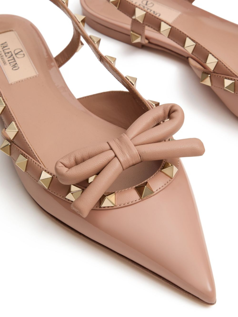 Valentino Garavani Rockstud Bow Slingback Ballerina In Patent Leather - 2