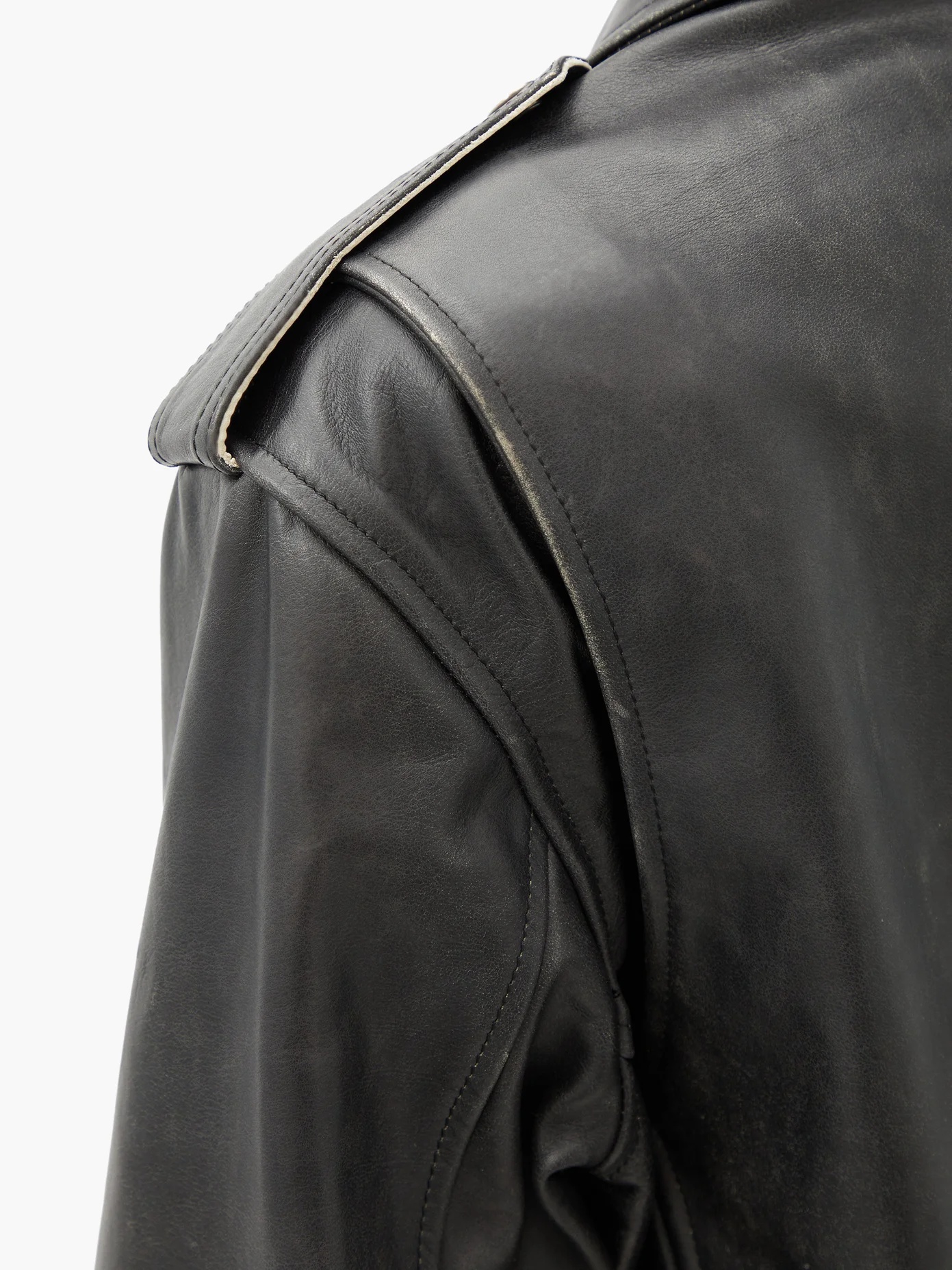 Safety-pin leather biker jacket - 3