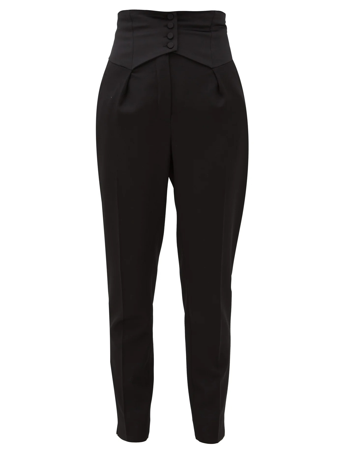 High-rise cummerbund wool trousers - 1