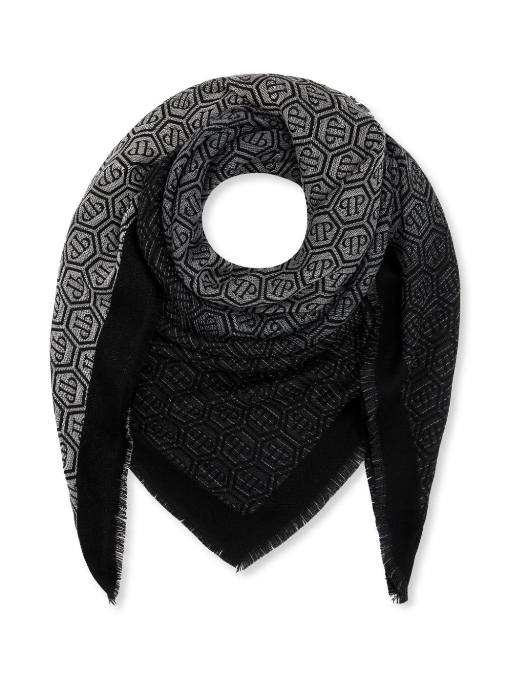 monogram-pattern gradient-effect scarf - 3